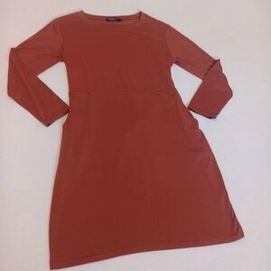 Merokeety Sz L  Long Sleeve Rust Orange Long Sleeved Dress With Tie Back